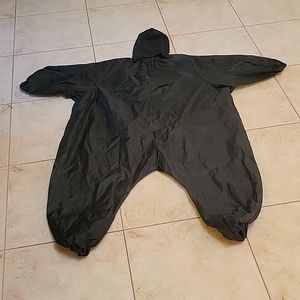 Black morph suit with auto blow up fan and head cover/mask.
